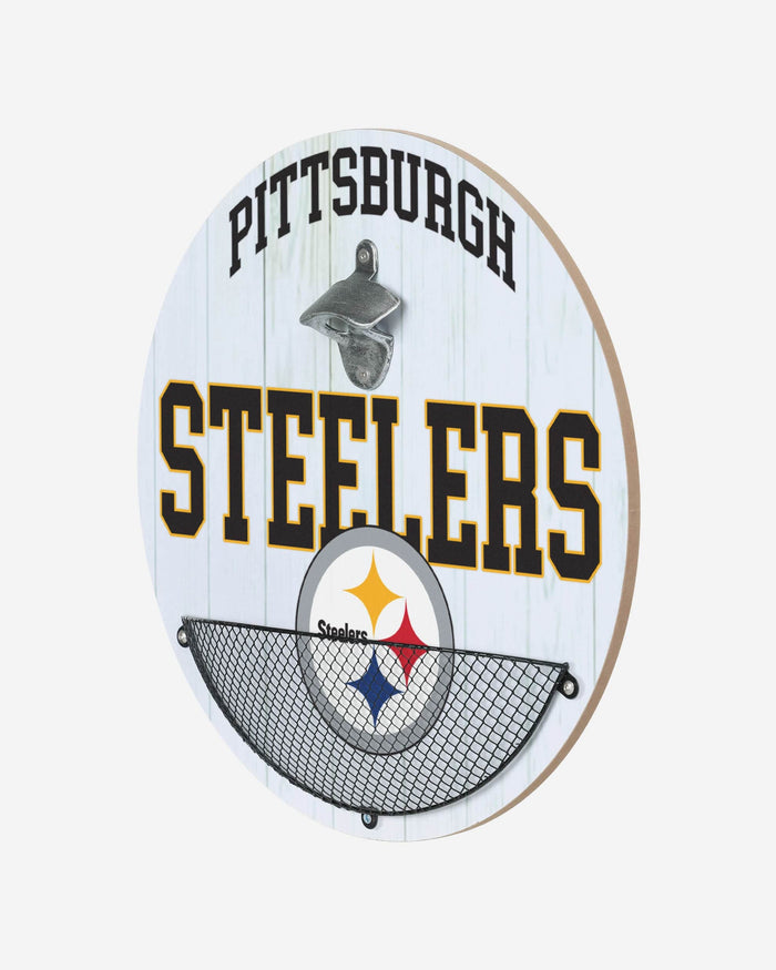 Pittsburgh Steelers Bottle Opener Cap Catcher Wall Sign FOCO - FOCO.com