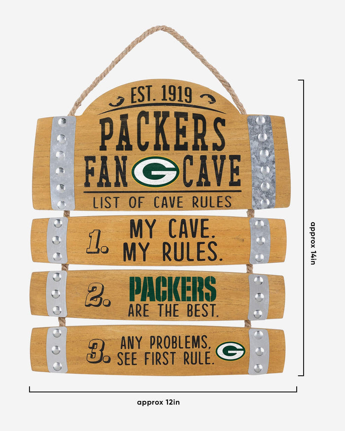 Green Bay Packers Barrel Slat Mancave Sign FOCO - FOCO.com