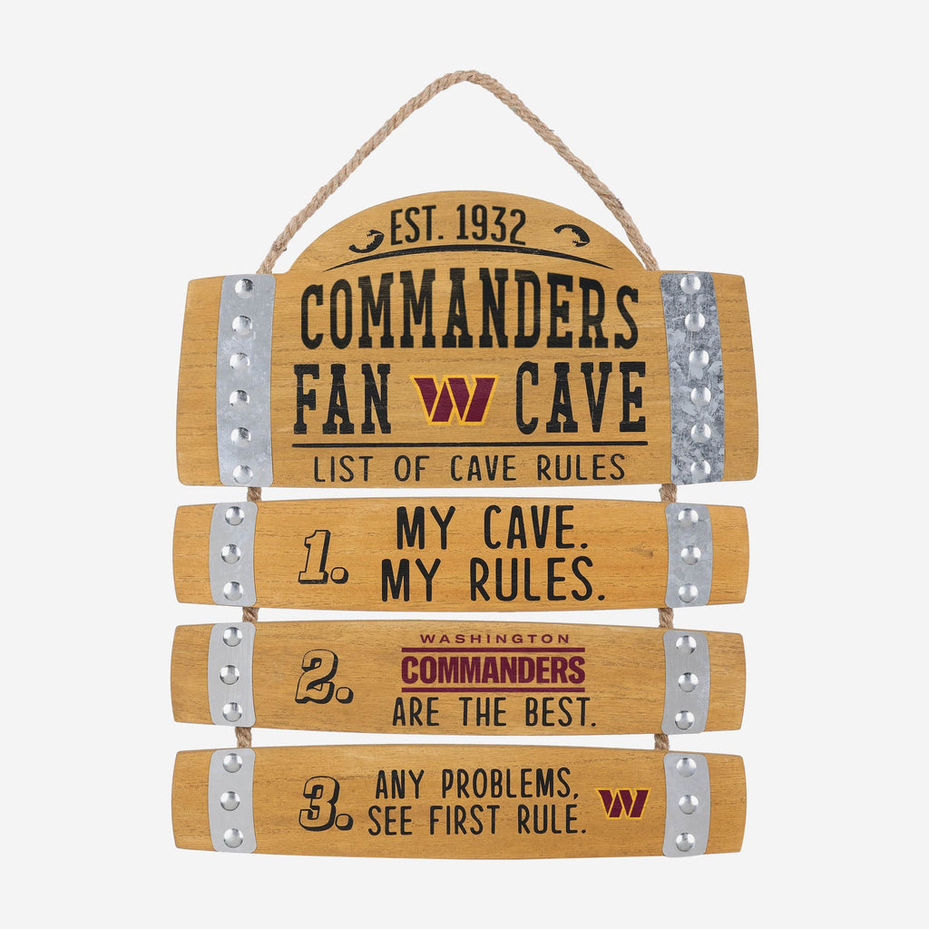 Washington Commanders Barrel Slat Mancave Sign FOCO - FOCO.com