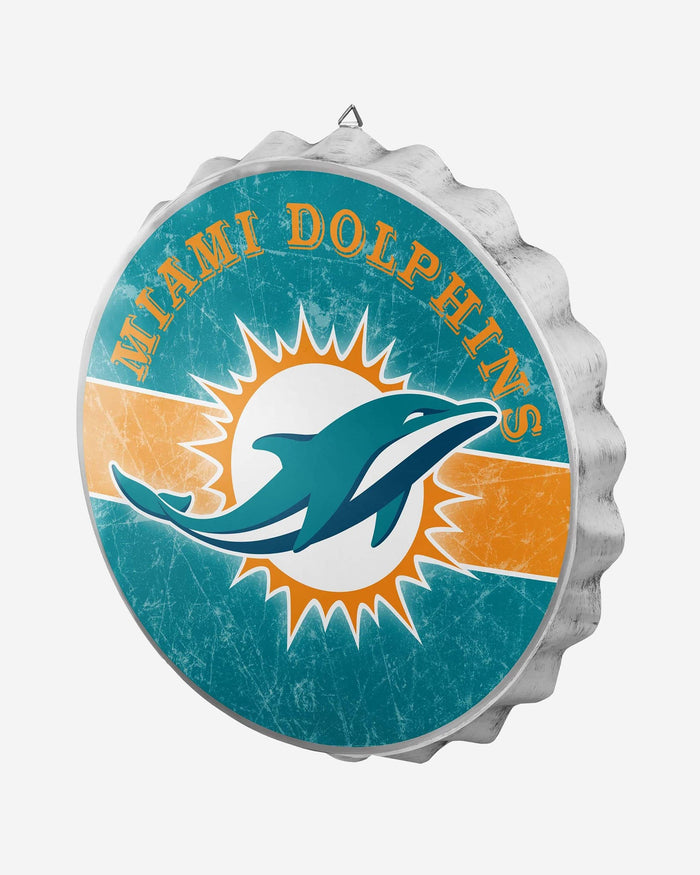 Miami Dolphins Metal Distressed Bottle Cap Sign FOCO - FOCO.com