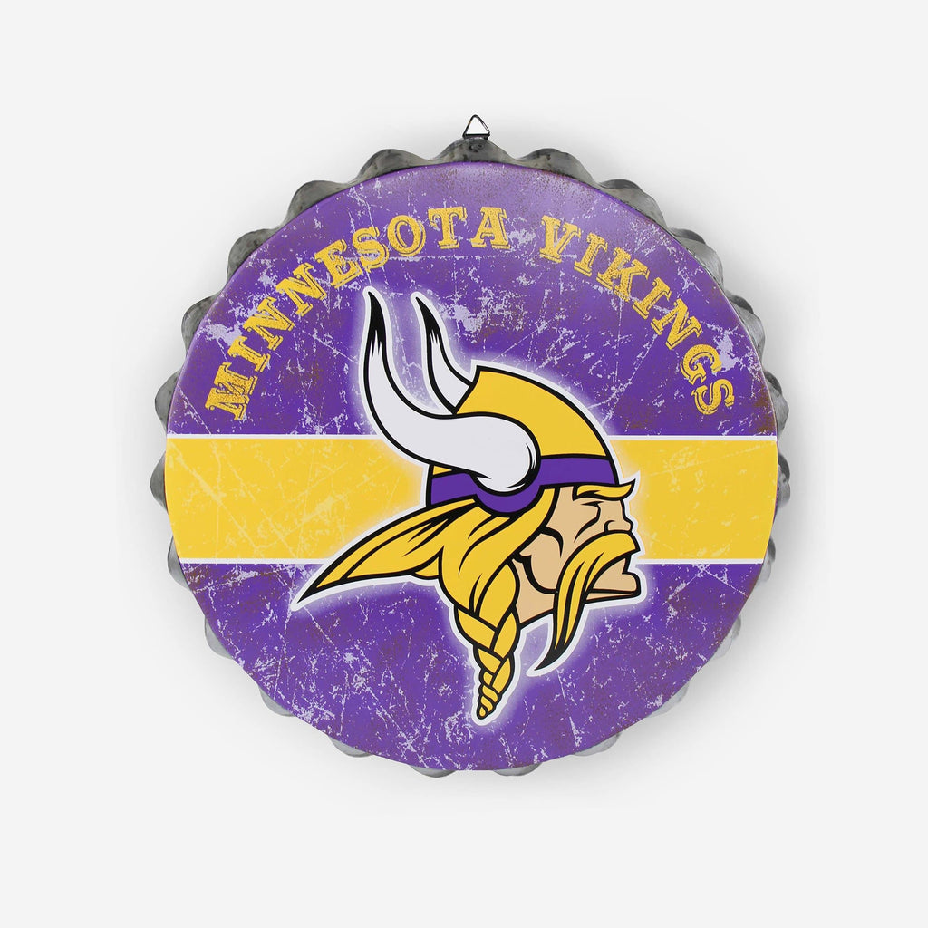 Minnesota Vikings Metal Distressed Bottle Cap Sign FOCO - FOCO.com