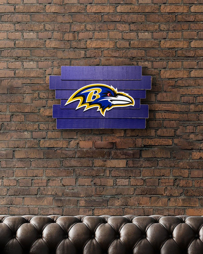 Baltimore Ravens Staggered Wood Logo Sign FOCO - FOCO.com