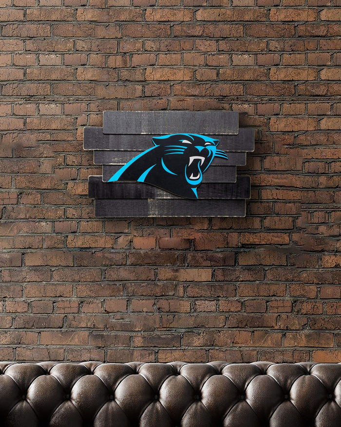 Carolina Panthers Staggered Wood Logo Sign FOCO - FOCO.com