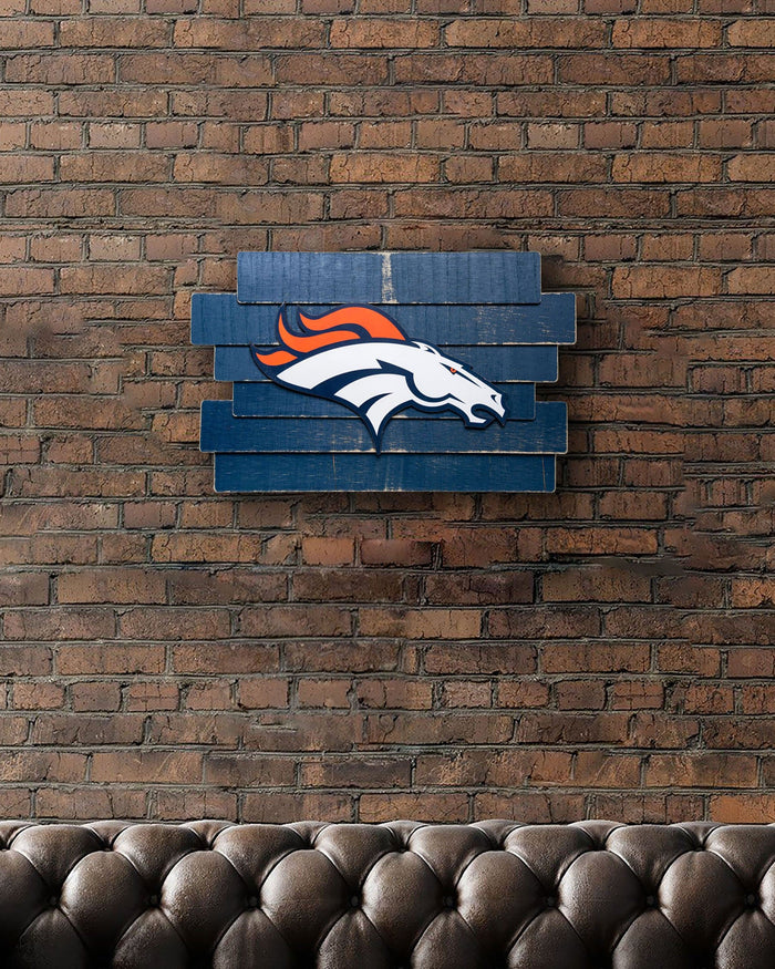 Denver Broncos Staggered Wood Logo Sign FOCO - FOCO.com