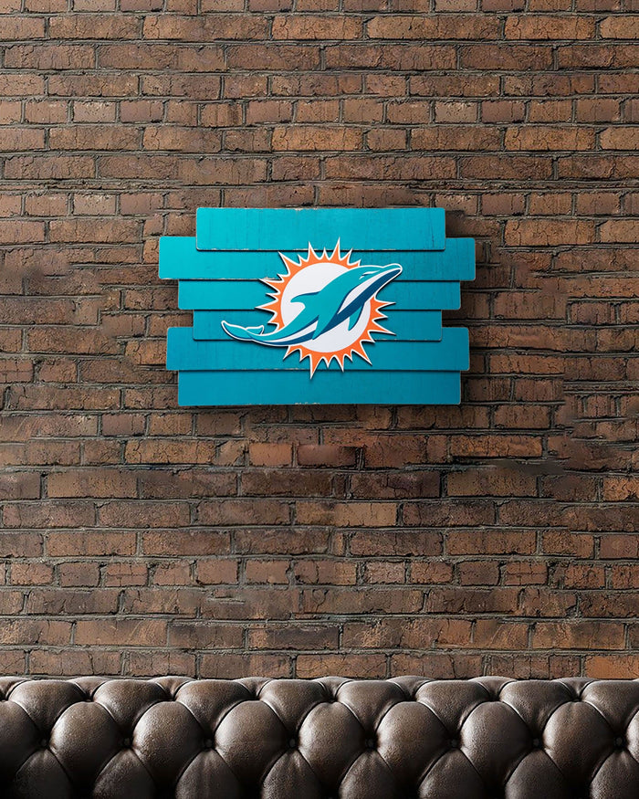 Miami Dolphins Staggered Wood Logo Sign FOCO - FOCO.com