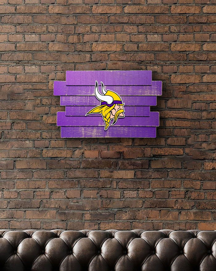 Minnesota Vikings Staggered Wood Logo Sign FOCO - FOCO.com