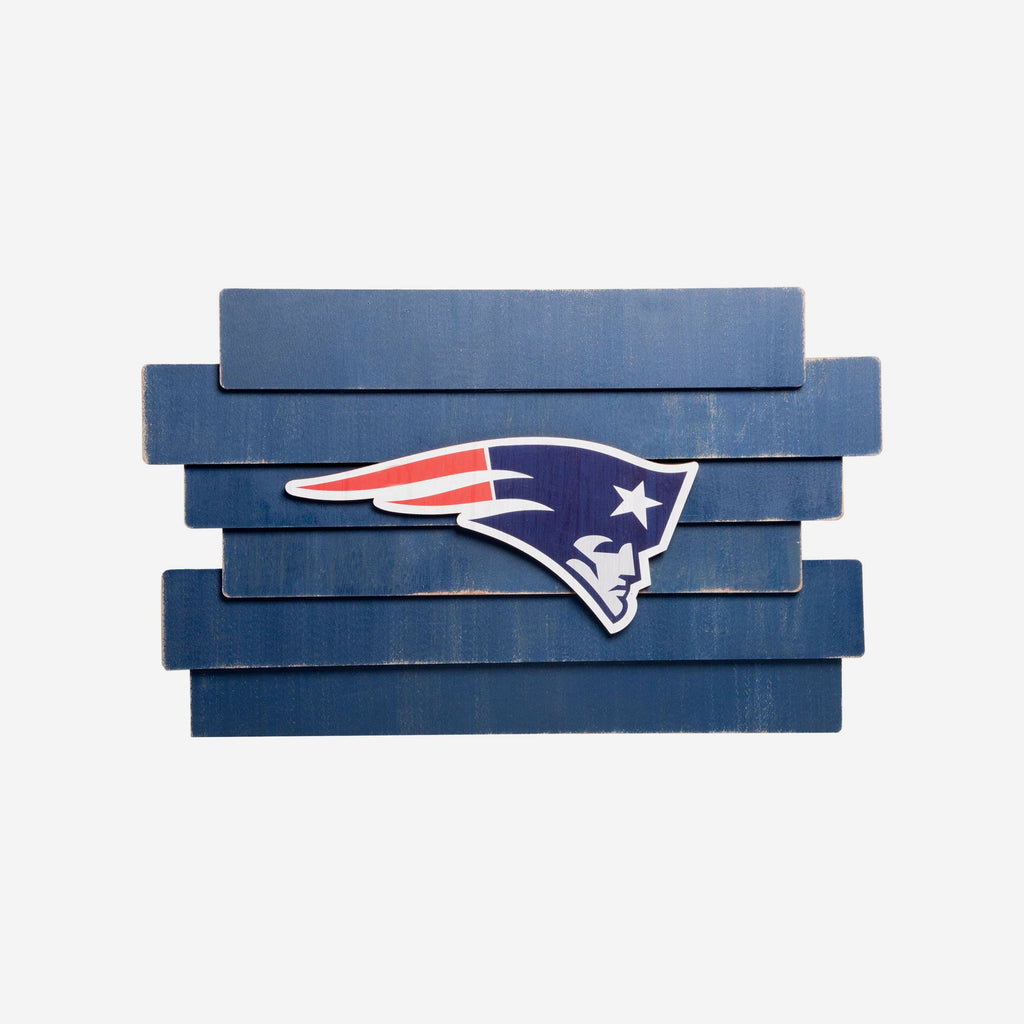 New England Patriots Staggered Wood Logo Sign FOCO - FOCO.com