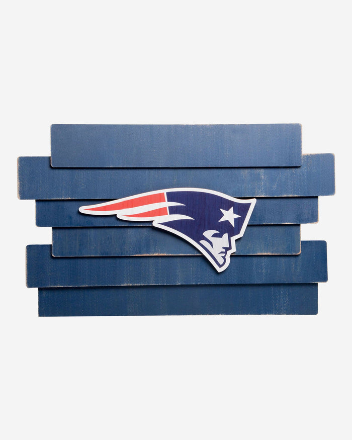 New England Patriots Staggered Wood Logo Sign FOCO - FOCO.com