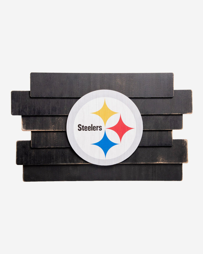 Pittsburgh Steelers Staggered Wood Logo Sign FOCO - FOCO.com