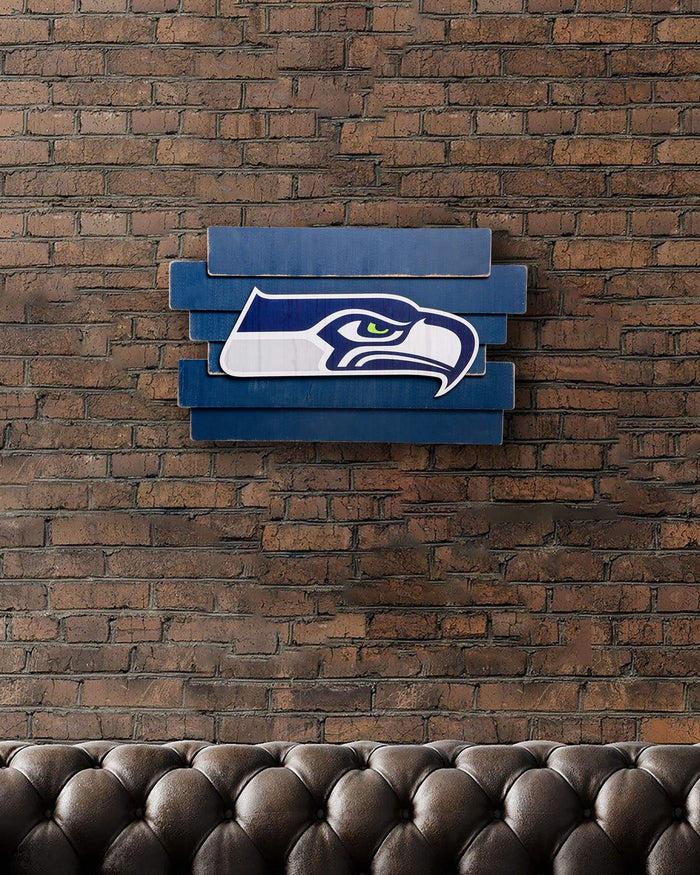 Seattle Seahawks Staggered Wood Logo Sign FOCO - FOCO.com