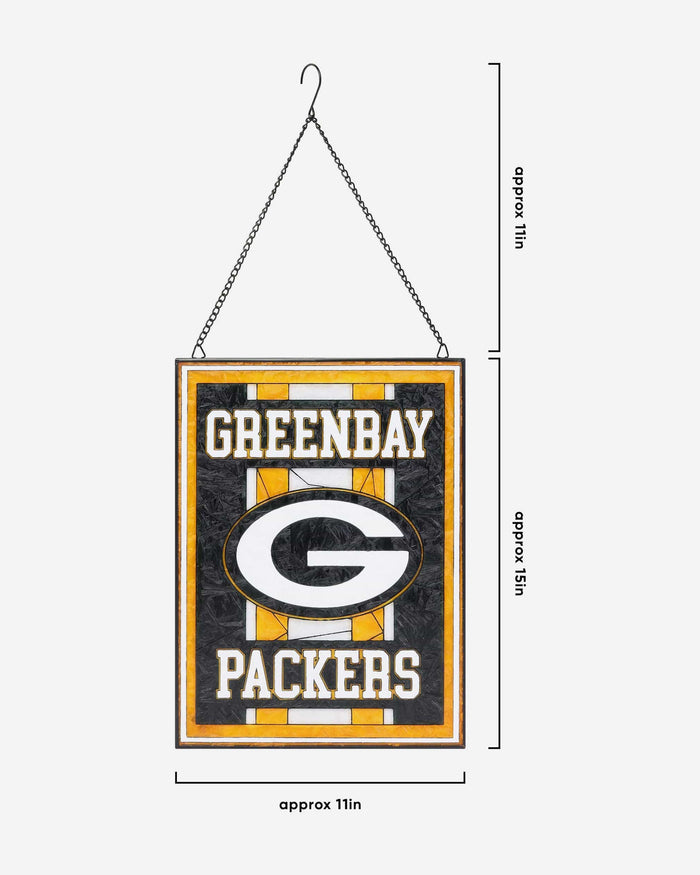 Green Bay Packers Team Stripe Stain Glass Sign FOCO - FOCO.com