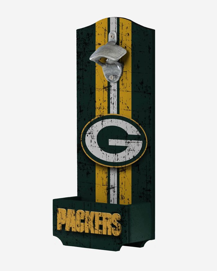 Green Bay Packers Wooden Bottle Cap Opener Sign FOCO - FOCO.com