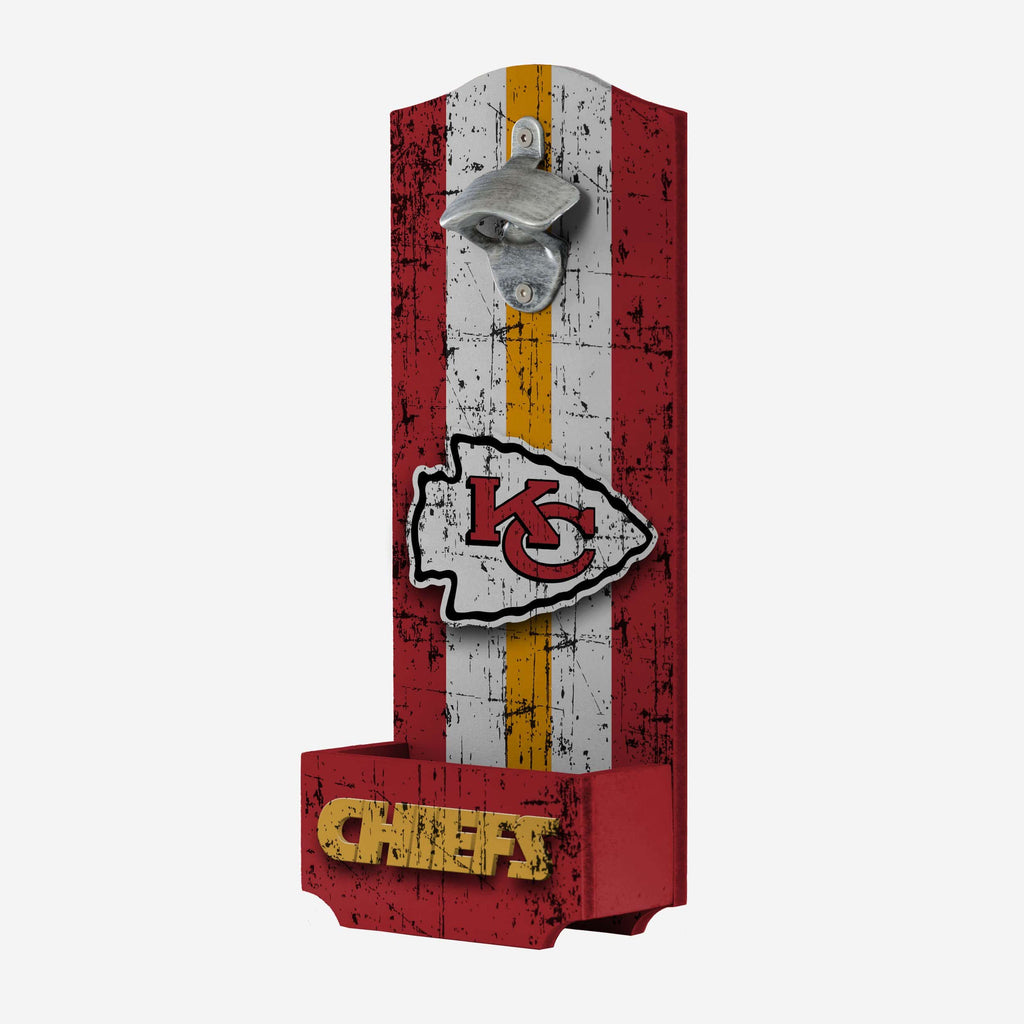 Kansas City Chiefs Wooden Bottle Cap Opener Sign FOCO - FOCO.com