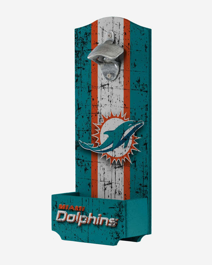 Miami Dolphins Wooden Bottle Cap Opener Sign FOCO - FOCO.com