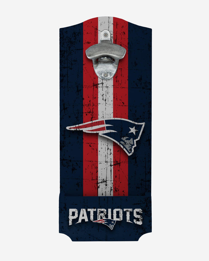 New England Patriots Wooden Bottle Cap Opener Sign FOCO - FOCO.com