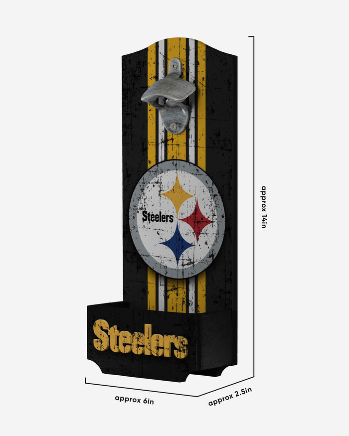 Pittsburgh Steelers Wooden Bottle Cap Opener Sign FOCO - FOCO.com