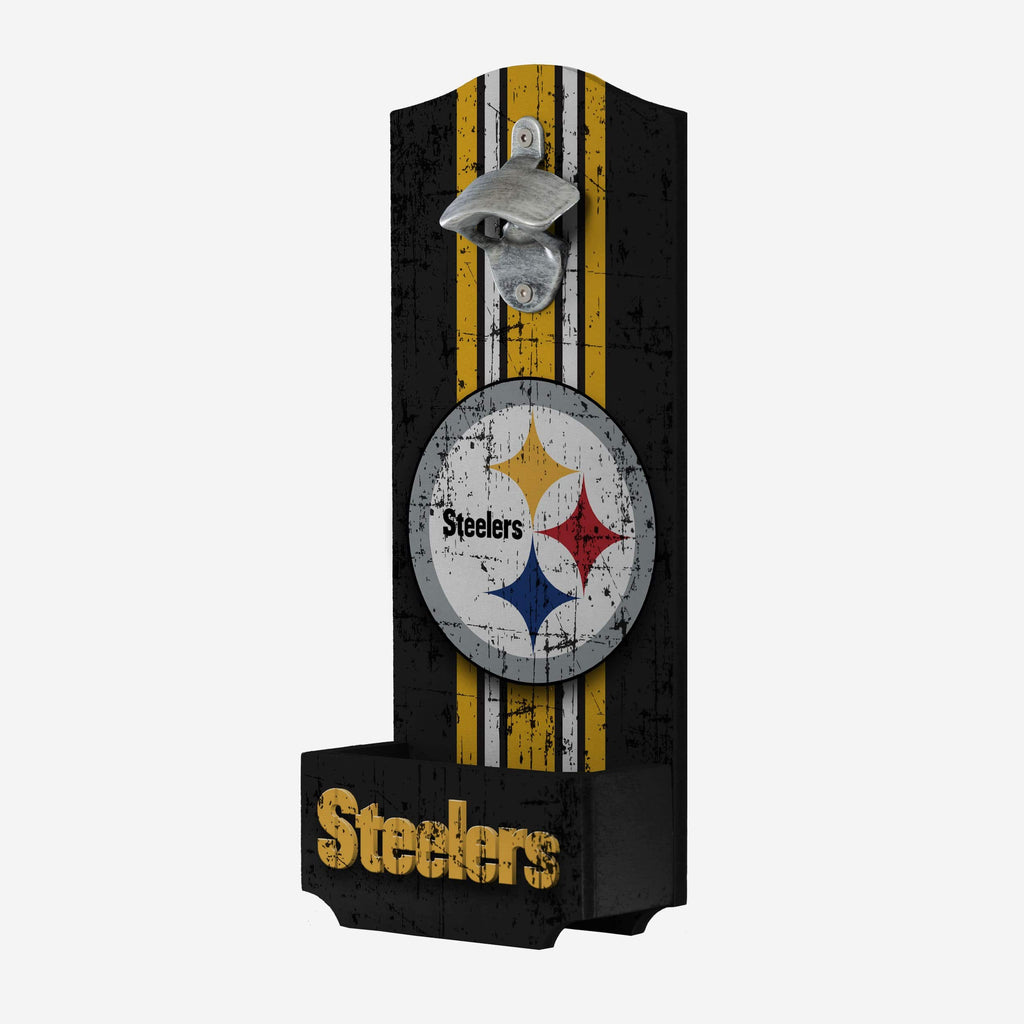 Pittsburgh Steelers Wooden Bottle Cap Opener Sign FOCO - FOCO.com