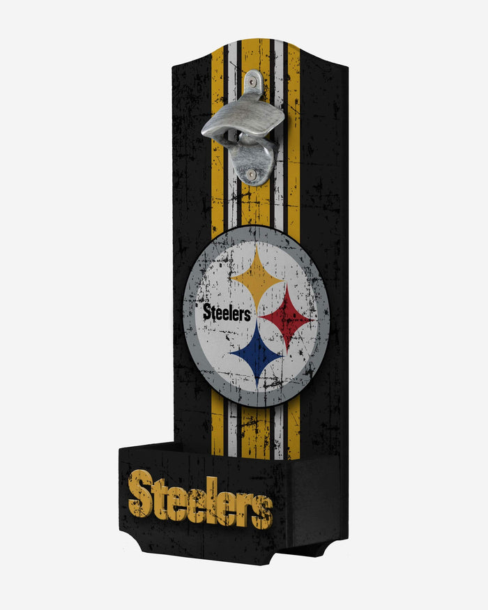 Pittsburgh Steelers Wooden Bottle Cap Opener Sign FOCO - FOCO.com