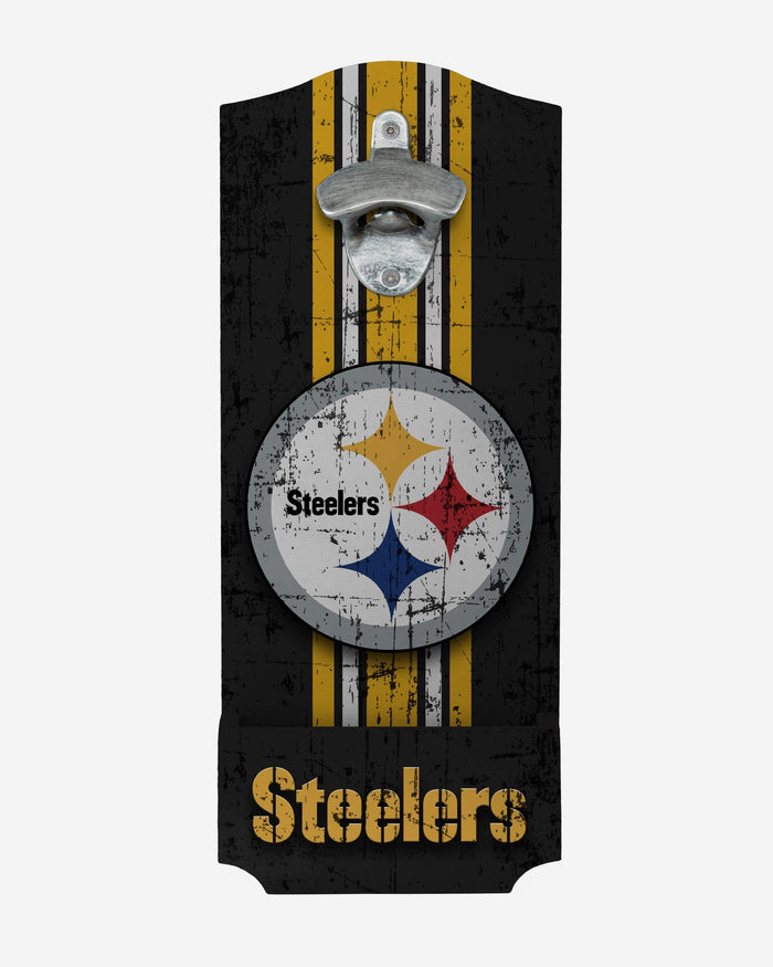 Pittsburgh Steelers Wooden Bottle Cap Opener Sign FOCO - FOCO.com