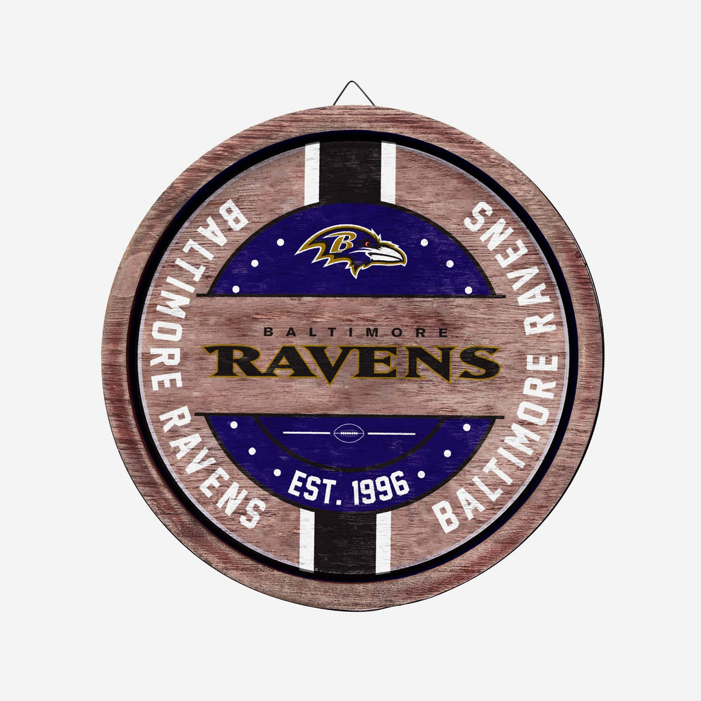 Baltimore Ravens Wooden Barrel Sign FOCO - FOCO.com