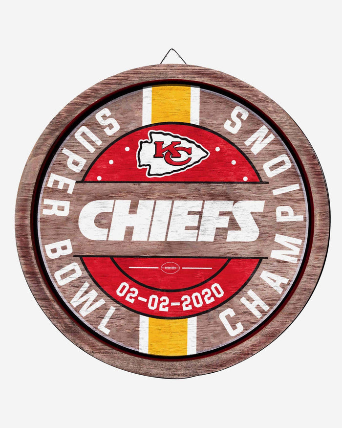Kansas City Chiefs Super Bowl LIV Champions Wooden Barrel Sign FOCO - FOCO.com