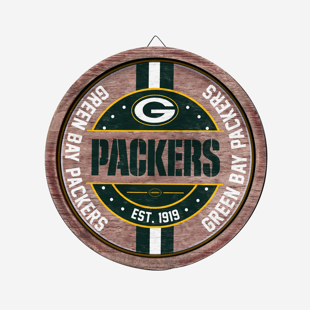 Green Bay Packers Wooden Barrel Sign FOCO - FOCO.com