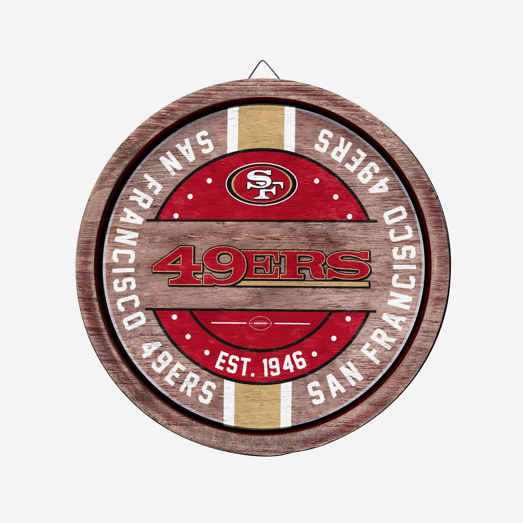 San Francisco 49ers Wooden Barrel Sign FOCO - FOCO.com