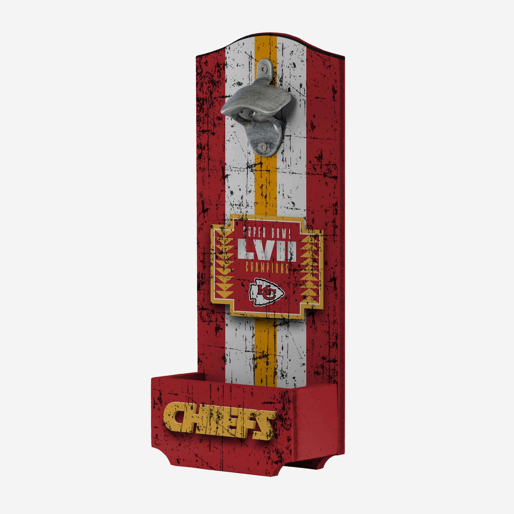 Kansas City Chiefs Super Bowl LVII Champions Wooden Bottle Opener Sign FOCO - FOCO.com