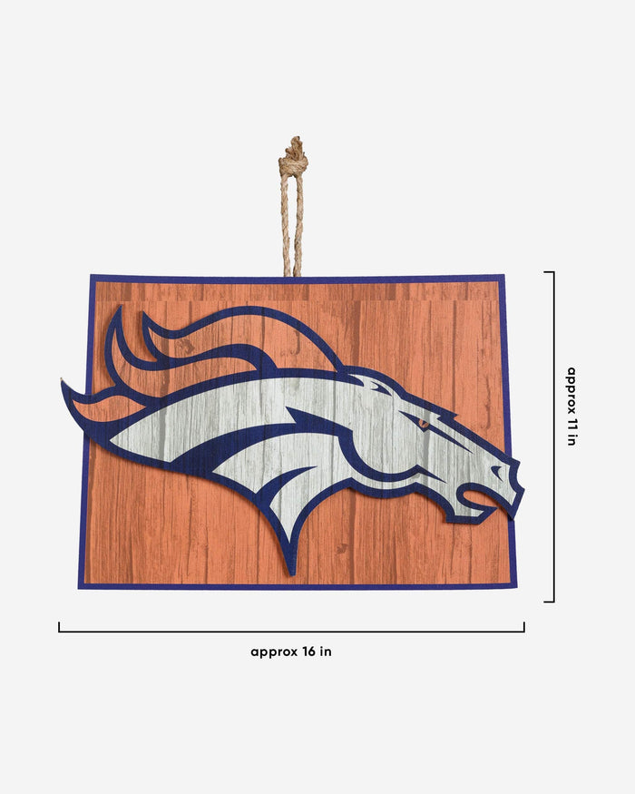 Denver Broncos Wood State Sign FOCO - FOCO.com