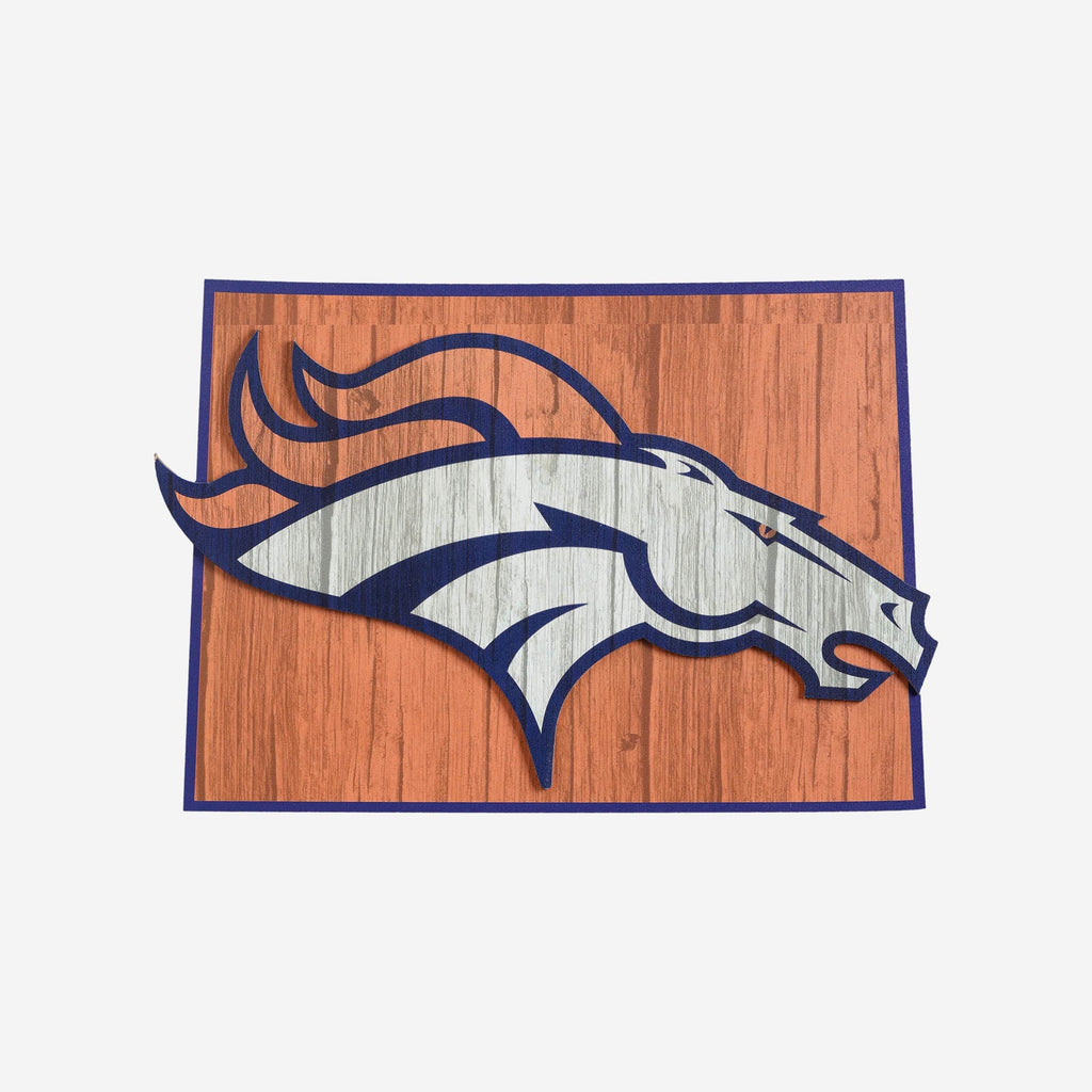 Denver Broncos Wood State Sign FOCO - FOCO.com