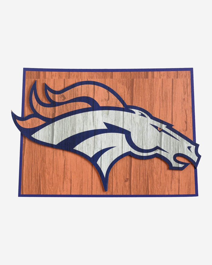 Denver Broncos Wood State Sign FOCO - FOCO.com