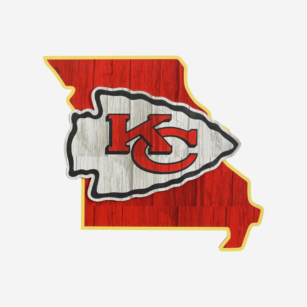 Kansas City Chiefs Wood State Sign FOCO - FOCO.com