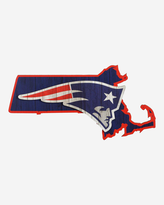 New England Patriots Wood State Sign FOCO - FOCO.com