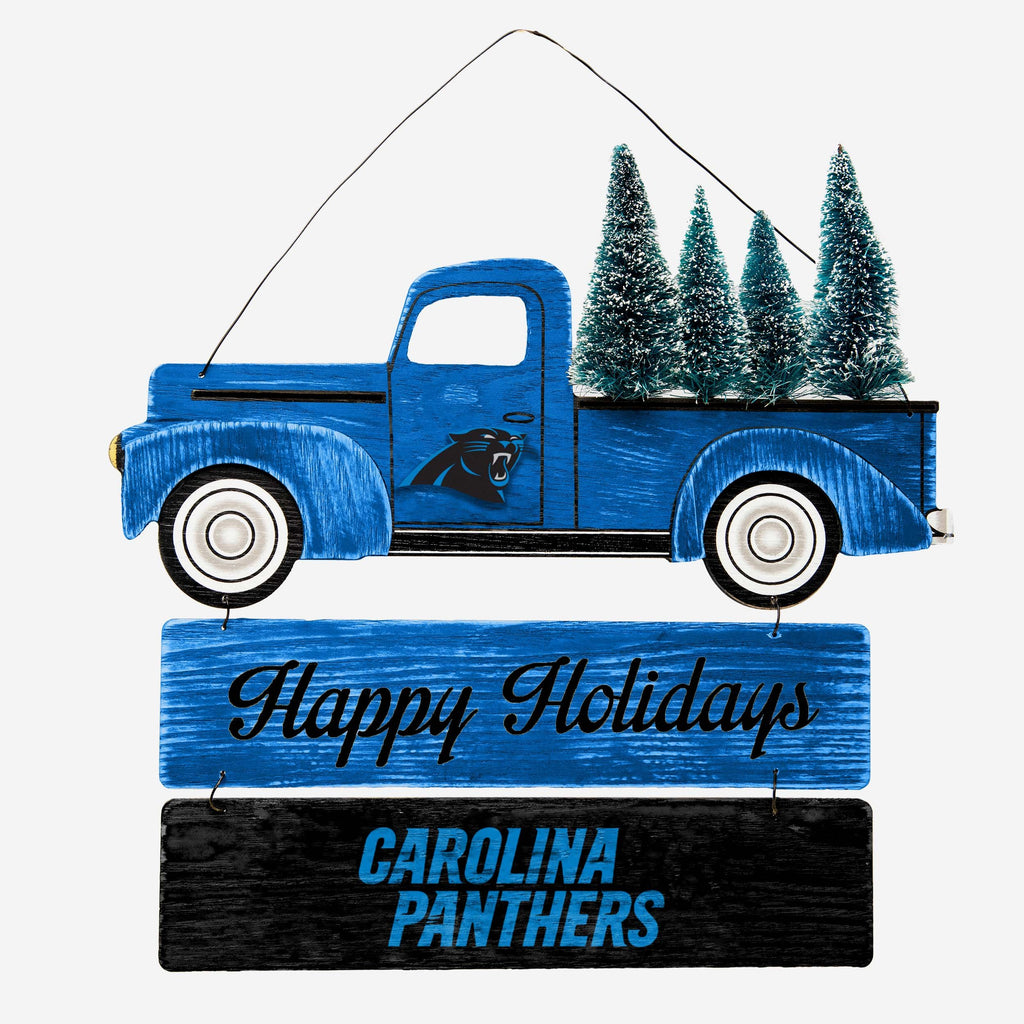 Carolina Panthers Wooden Truck With Tree Sign FOCO - FOCO.com