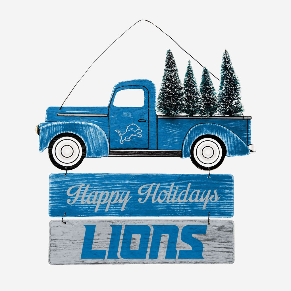 Detroit Lions Wooden Truck With Tree Sign FOCO - FOCO.com