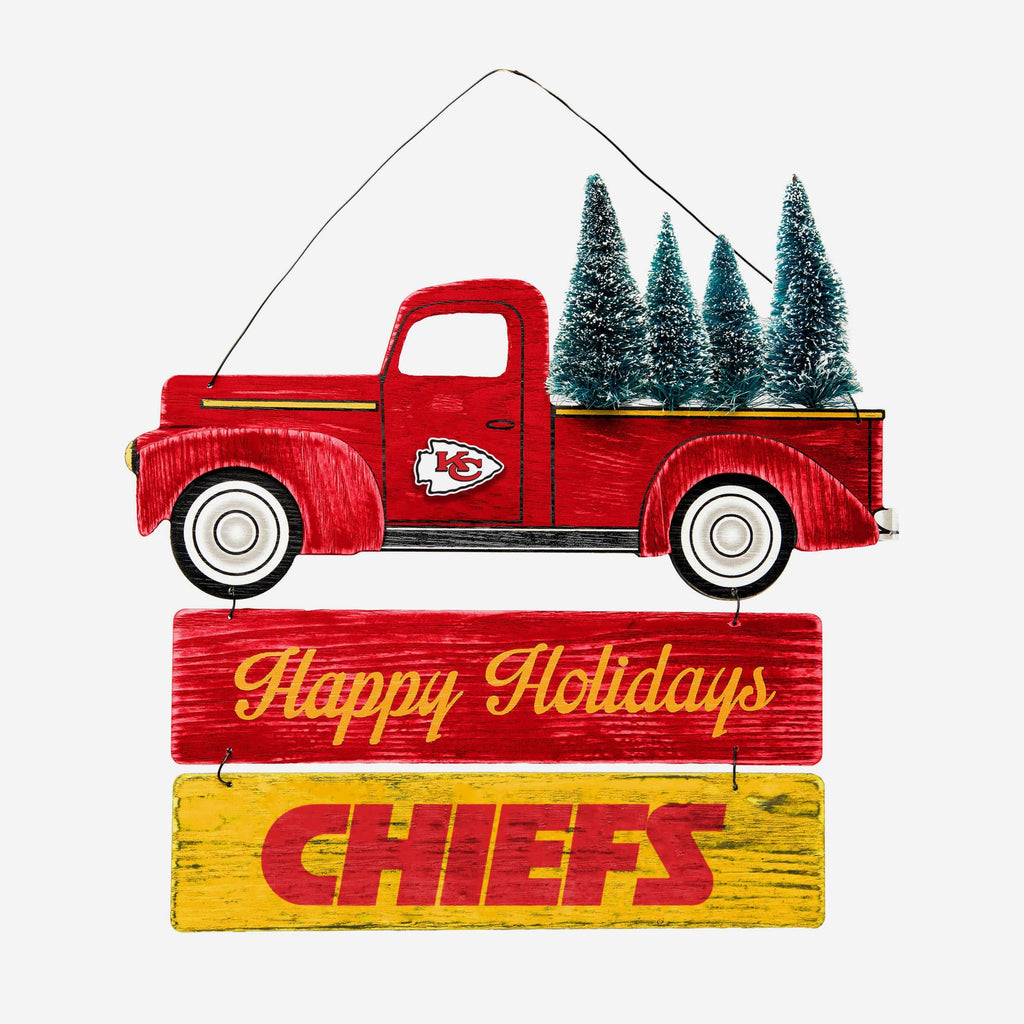 Kansas City Chiefs Wooden Truck With Tree Sign FOCO - FOCO.com