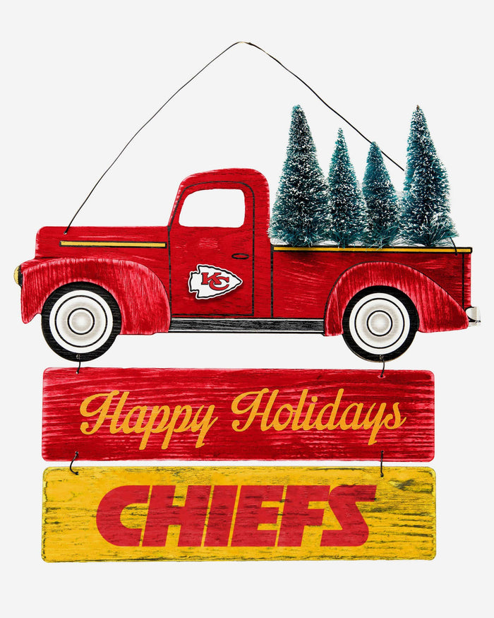 Kansas City Chiefs Wooden Truck With Tree Sign FOCO - FOCO.com