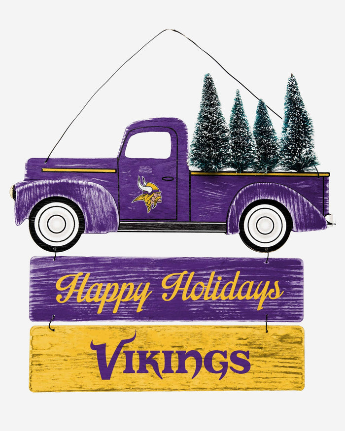 Minnesota Vikings Wooden Truck With Tree Sign FOCO - FOCO.com