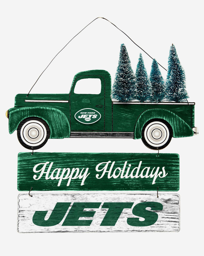 New York Jets Wooden Truck With Tree Sign FOCO - FOCO.com