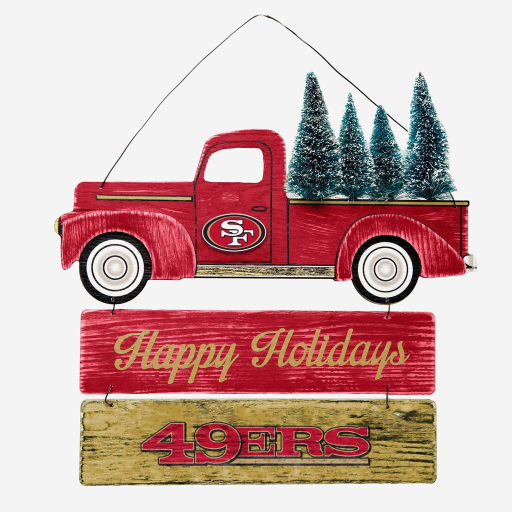 San Francisco 49ers Wooden Truck With Tree Sign FOCO - FOCO.com