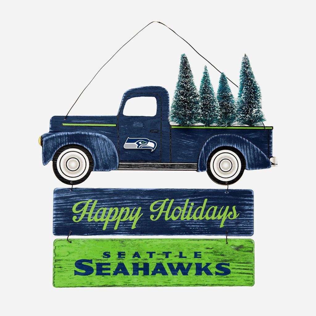 Seattle Seahawks Wooden Truck With Tree Sign FOCO - FOCO.com