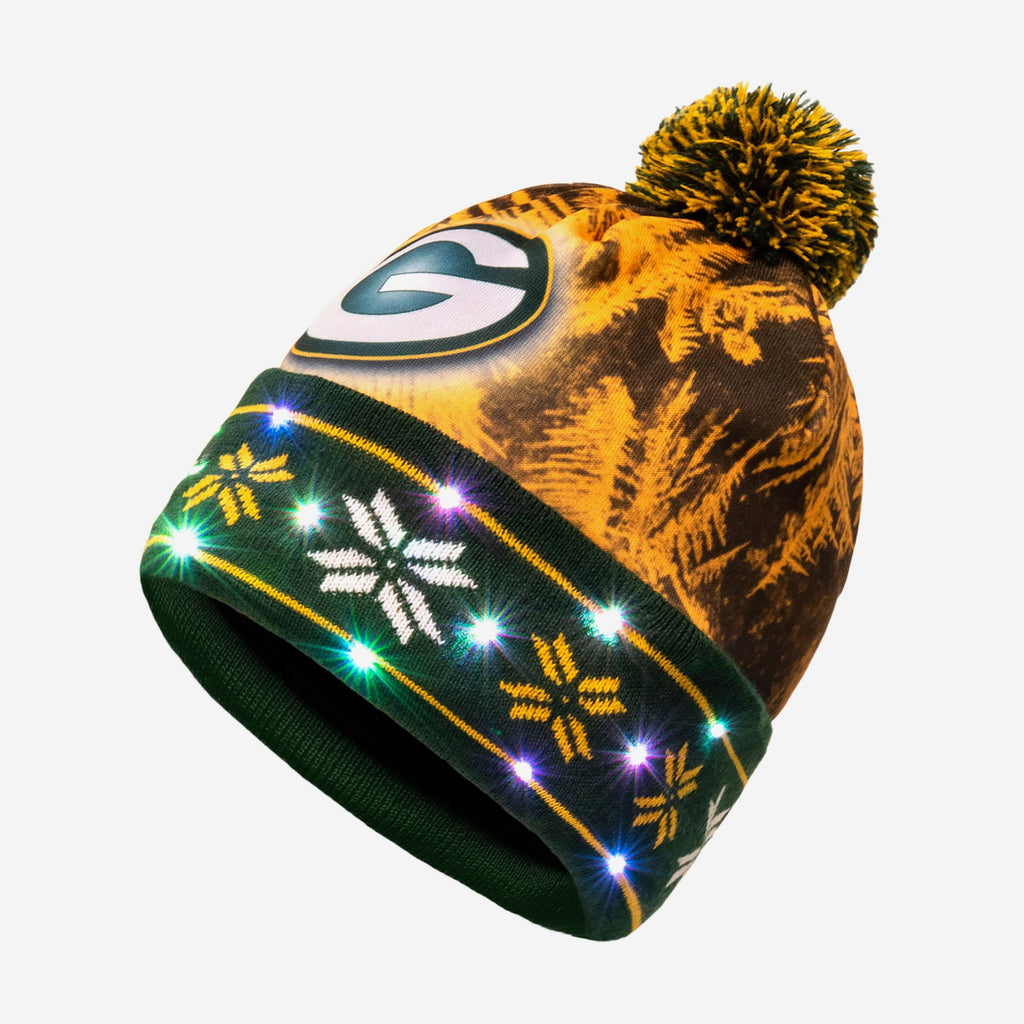 Green Bay Packers Big Logo Light Up Beanie FOCO - FOCO.com