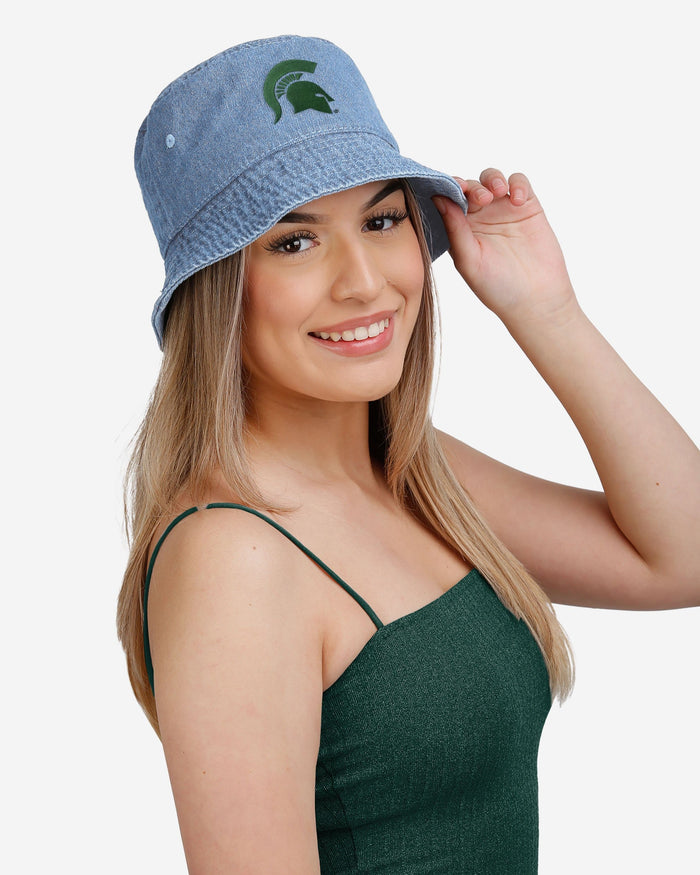 Michigan State Spartans Denim Bucket Hat FOCO - FOCO.com