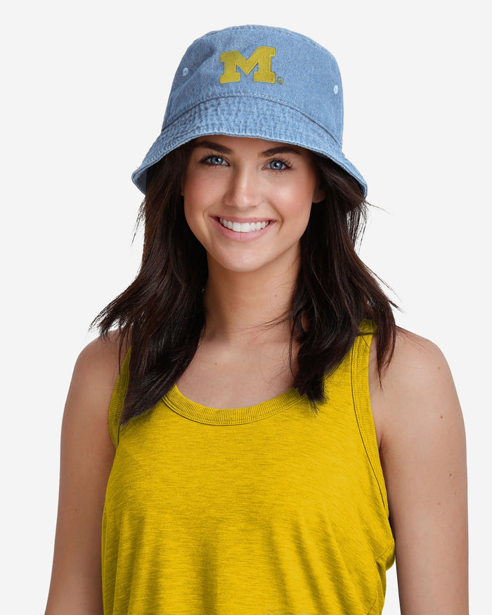 Michigan Wolverines Denim Bucket Hat FOCO - FOCO.com