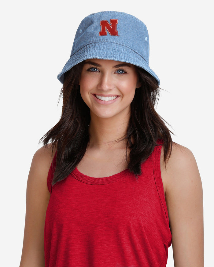 Nebraska Cornhuskers Denim Bucket Hat FOCO - FOCO.com