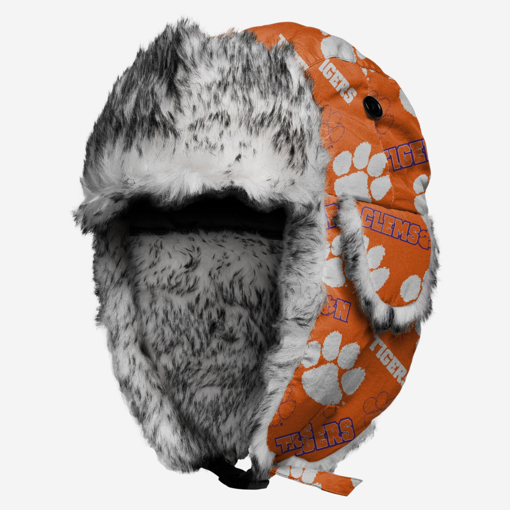 Clemson Tigers NCAA Repeat Print Trapper Hat FOCO - FOCO.com