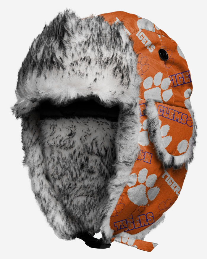 Clemson Tigers NCAA Repeat Print Trapper Hat FOCO - FOCO.com