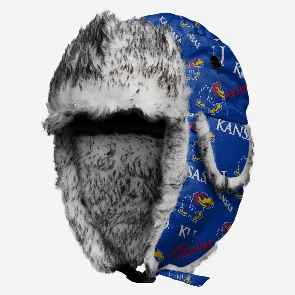 Kansas Jayhawks NCAA Repeat Print Trapper Hat FOCO - FOCO.com