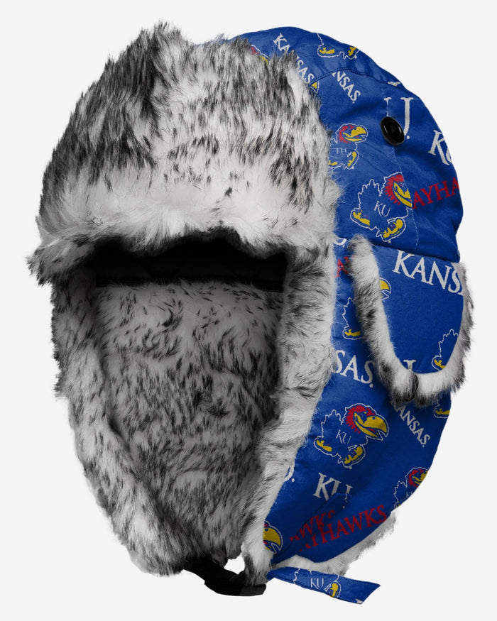 Kansas Jayhawks NCAA Repeat Print Trapper Hat FOCO - FOCO.com