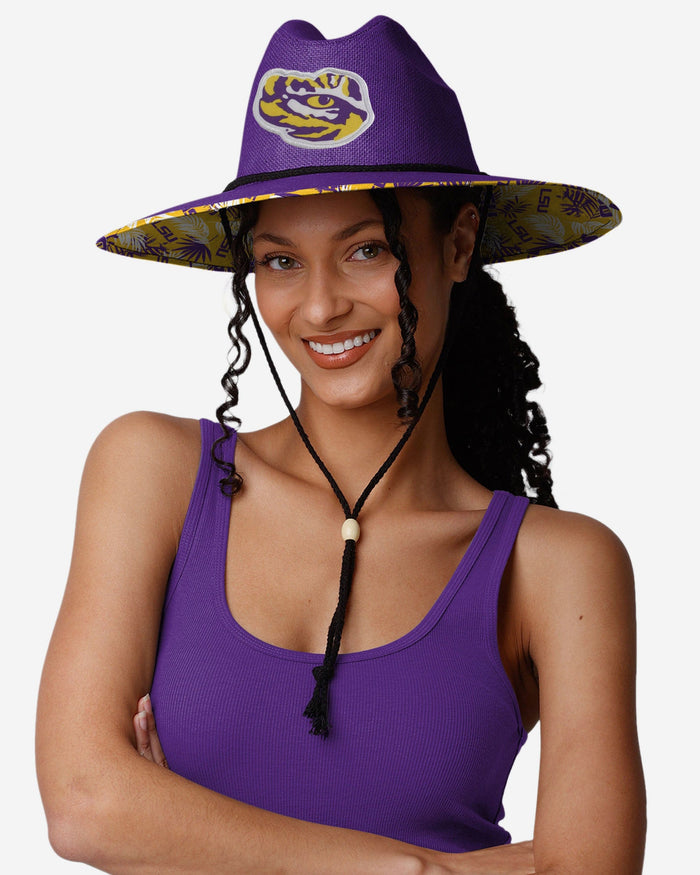 LSU Tigers Team Color Straw Hat FOCO - FOCO.com